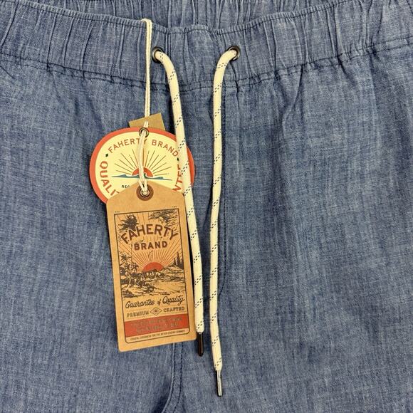 Faherty Essential Chambray Short 6.5" Drawstring Size XL indigo Dye NEW - Picture 8 of 14